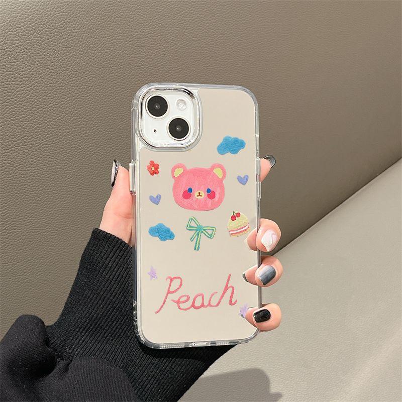 Sweet bear applies to iPhone17promax mobile phone case 14 niche 16/13 Apple 15 all-inclusive makeup mirror
