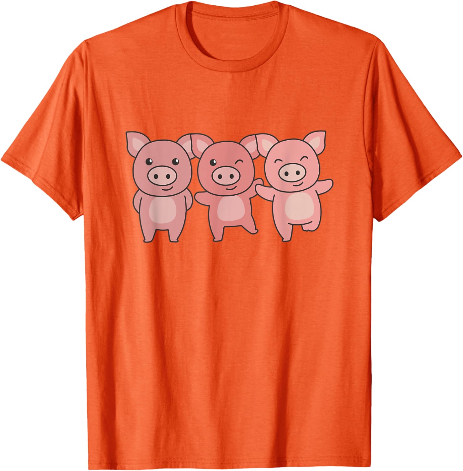 

Three Cute Cartoon Pigs Graphic Tee Shirt Soft Cotton Casual Crew Neck Top 4XL