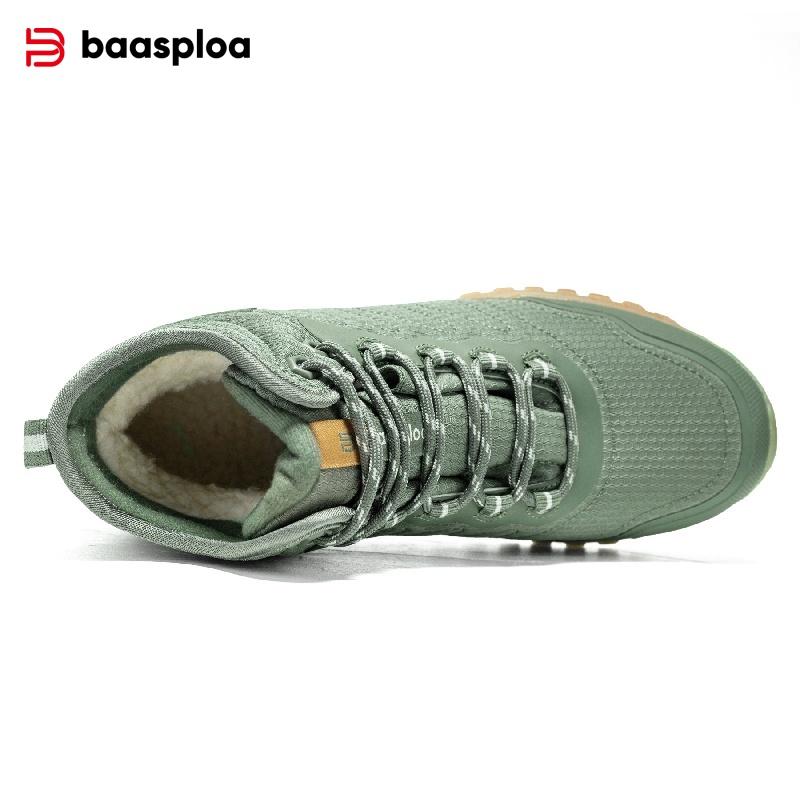 BAASPLOA Women's Winter Waterproof  Warm Plush New Women's Cotton Shoes Winter High Top Cotton Shoes Snow Boots Outdoor Hiking Boots