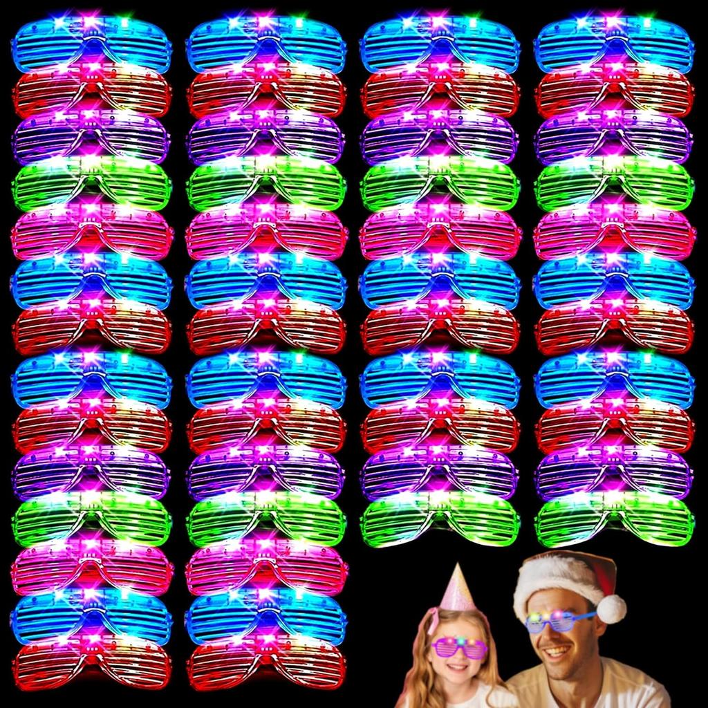 40 Pack Led Glasses,Light Up Glasses,Glow Glasses Glow In The Dark Party Supplies Suitable For Kids/Adults, Rave neon Flashing Party For Birthday