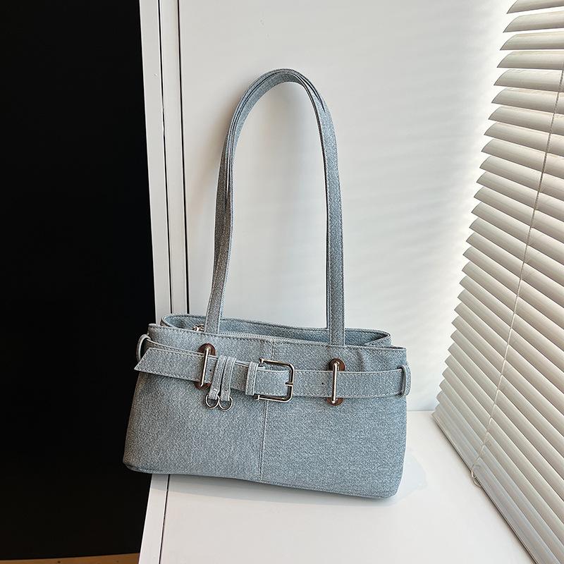 Sense Simple Underarm Denim Bag Women's 2026 Summer New Korean Simple Locomotive Bag Large Capacity Shoulder Bag
