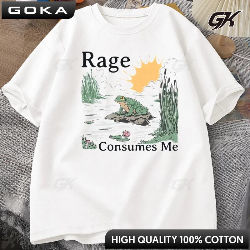 

Rage Consumes Me T Shirt Frog Pond TShirt Vintage Style Men Women Tshirt Nature Lover Funny Frog Printed Tshirts Unisex Clothes 4XL