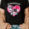 Damen Casual Rundhals-T-Shirt Wir Tragen Herz-Print, Leichte Dehnung, Kurzarm, Normale Passform, Saison