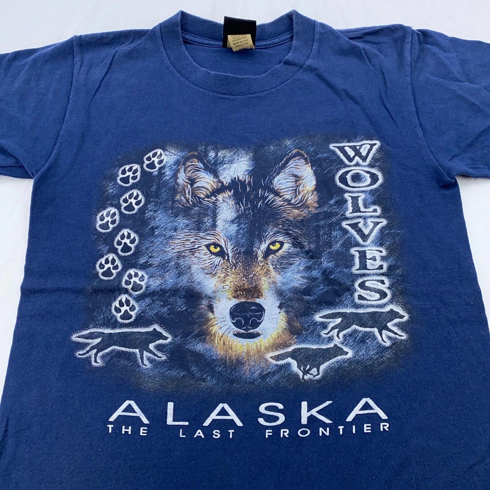 

vintage 90s WOLF ALASKA THE LAST RESORT T-Shirt XS NATURE S