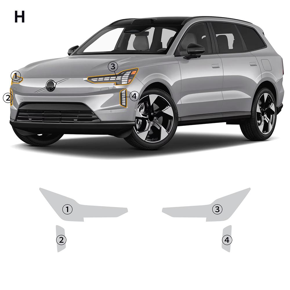 Paint Protection Film for Volvo EX90 2025 - TPU Clear Headlight, Rearview, B Pillar Covers