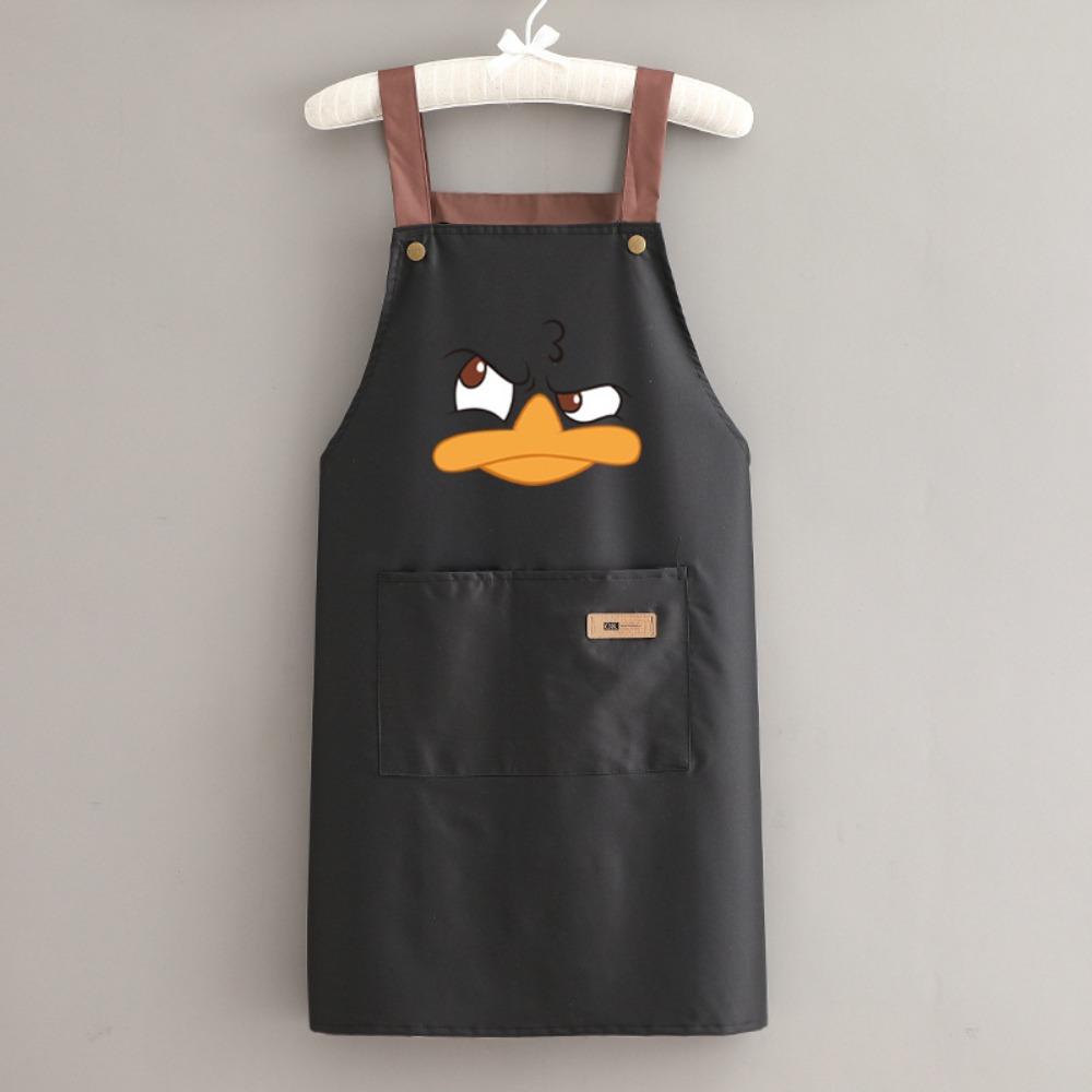 

Abrasion Resistant Waterproof Apron With Pockets Cartoon Duck Printing Antifouling Apron Kitchen Accessories Restaurant Apron