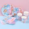 Pink Blue Teddy Bear Disposable Tableware Set Boy or Girl Paper Napkin Plate Gender  Reveals Baby Shower Party Decor Supplies