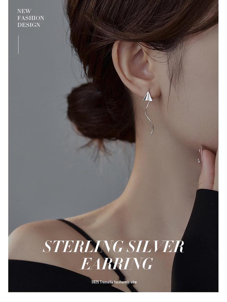 Banyan Tree Silver Paper Airplane Tassel Earrings: Simple, Nostalgic & Trendy Design