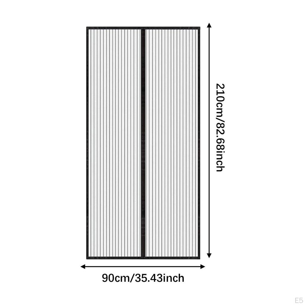 Magnetischer Türvorhang Selbstschließend Hält Fliegen Fern für Restaurant Küche Terrasse 80x210cm Schwarz