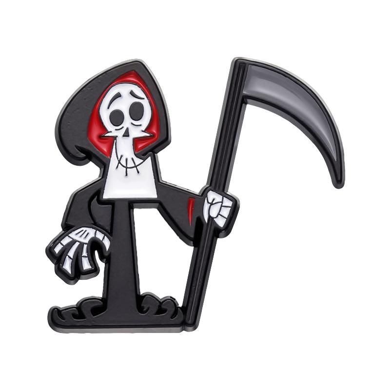 

Sickle Skull Enamel Pin Creative Anime Film Metal Badges Brooches Cartoon Lapel Shirt Backpack Halloween Jewelry Gift Wholesale