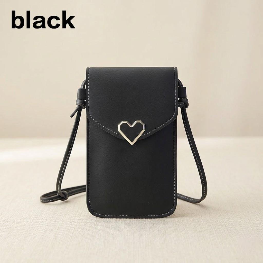 

Womens PU Leather Touch Screen Phone Wallet Crossbody Bag Shoulder Strap Window Mobile Case Cover Accessory чёрный