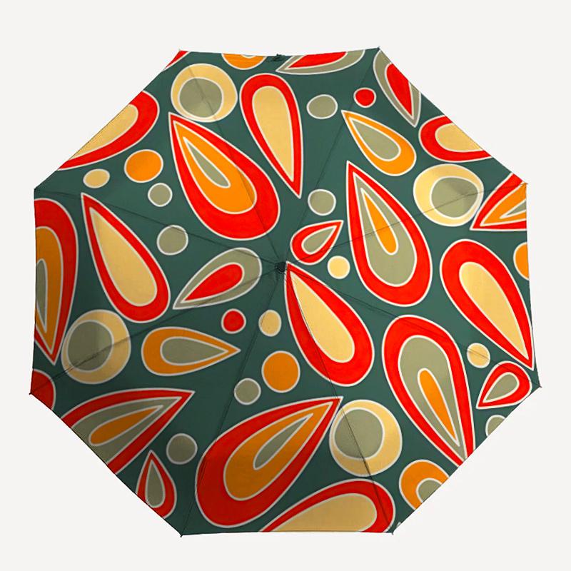 

1pc Abstract Pattern Automatic Folding Umbrella - Compact 8-Rib Design, Durable Plastic & Iron, Festive Gift, Compact Umbrellan013