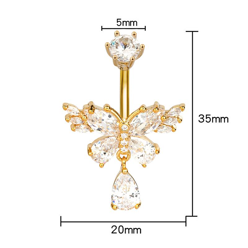 Butterfly Navel Ring For Women Girls Exquisite Zircon  Belly Button Rings Sexy Belly Piercing Body Jewelry Gifts