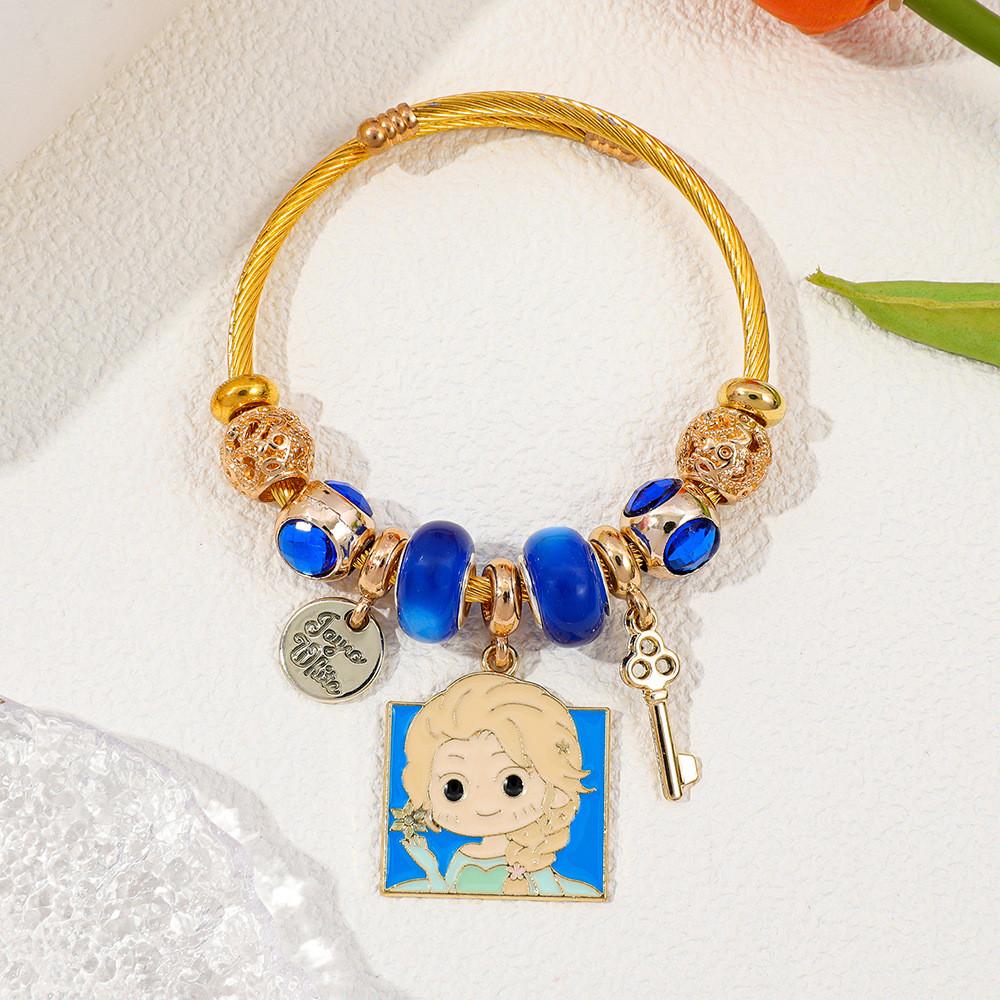 Bracelet Princesse Dessin Animé Avec Pendentif en Alliage de Zinc Pour Cadeau Décor de Voyage