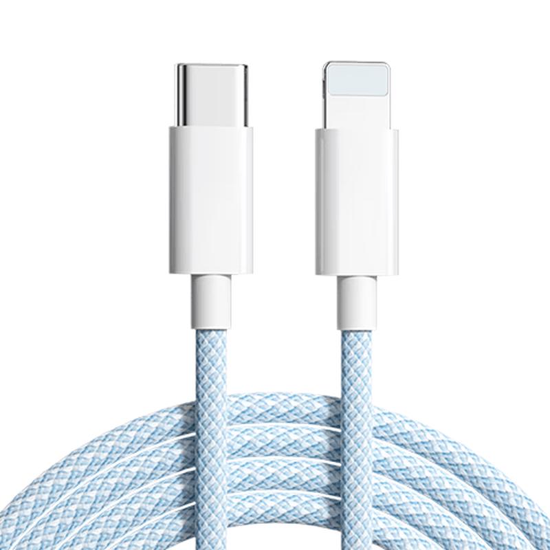 Braided Type-C to Lightning Fast Charging Cable синий
