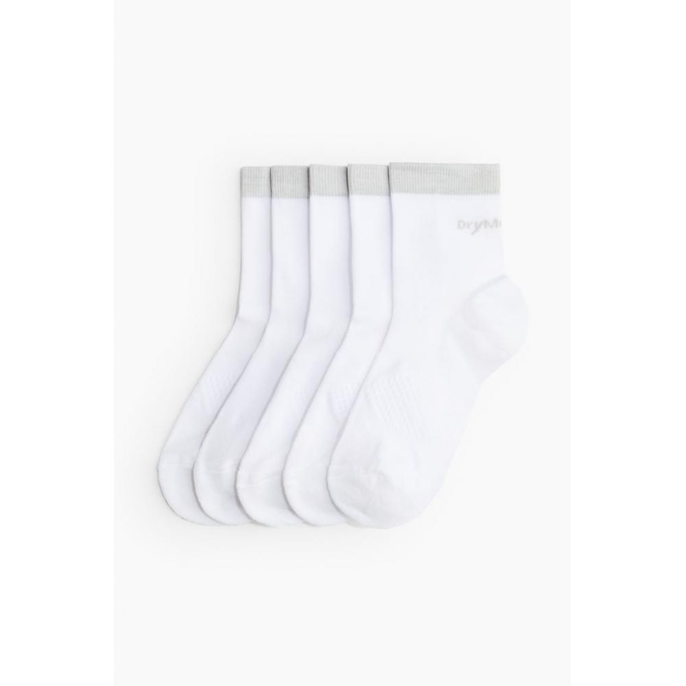 

Комплект из 5 спортивных носков HM DryMove, белый, серый