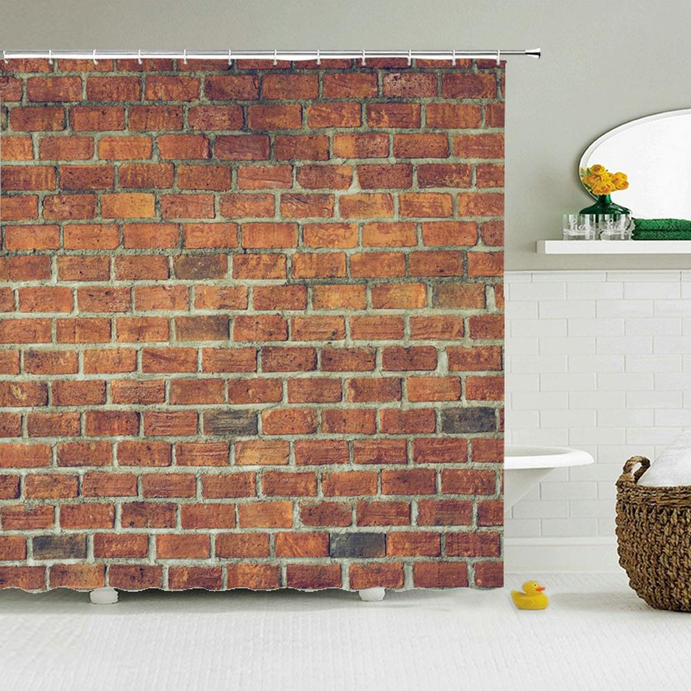 Old Brick Wall Shower Curtains Bathroom Curtain for Home Decoration Waterproof Polyester Fabric Bath Screen Curtain With 12 Hook