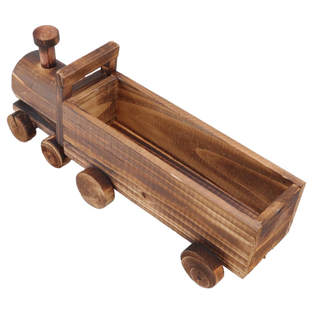 Wooden Flower Pot Cartoon Train Shape Good Ventilation Succulent Flower Pot Decoration for Garden