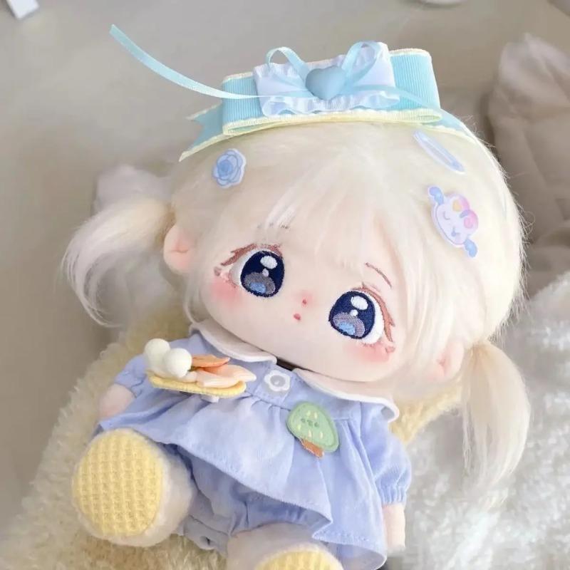 20cm Cute White Hair Plush Doll Super Star Figure Soft Stuffed Cotton Dolls DIY Cosplay Outfit Collection Girl Toys Gift
