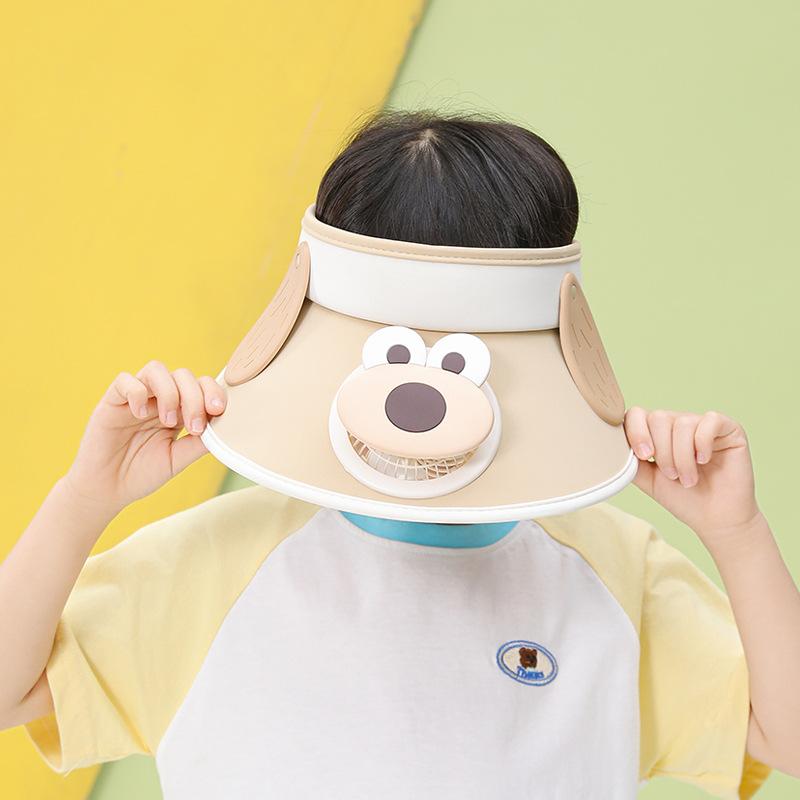 Children's hat cartoon cute sun hat summer outdoor travel sun protection hat rechargeable fan eaves empty top hat