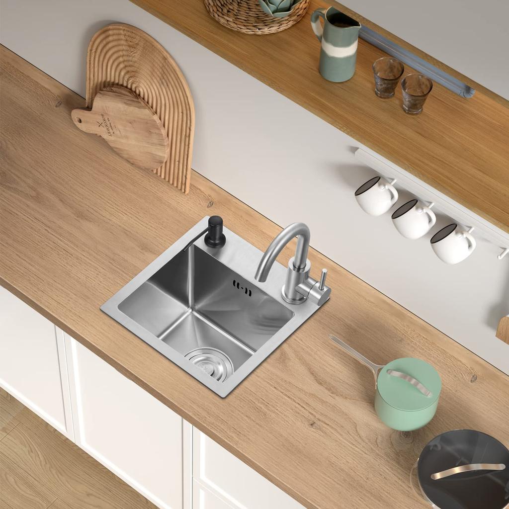 LUYI Zlewozmywak kuchenny Zestaw zlewozmywakowy 320x320x210mm Srebrny (bez kranu)