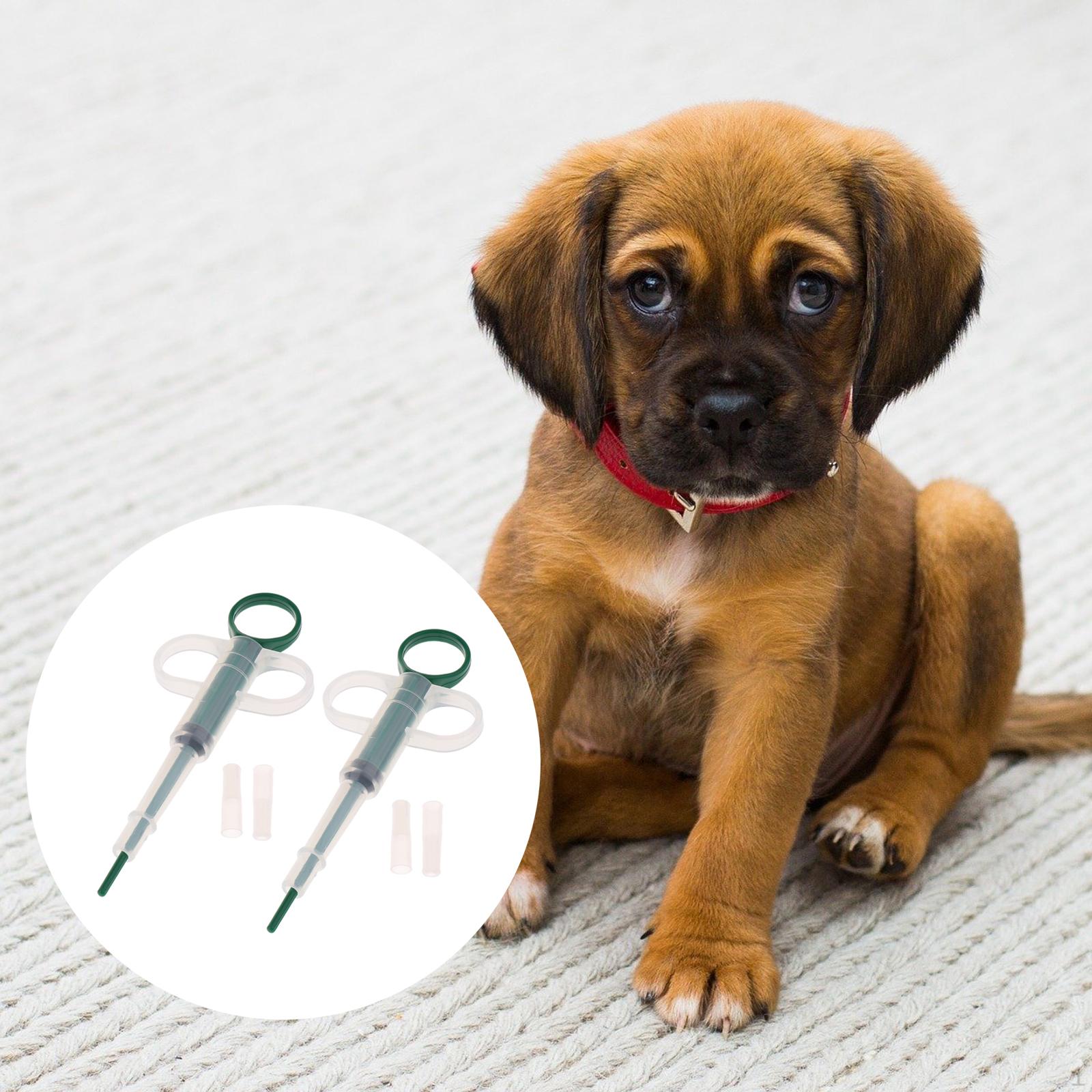 

2x Plastic Pet Pill Tablet Feeder Reuseble Injector Syringes Feeding Tool with - Green