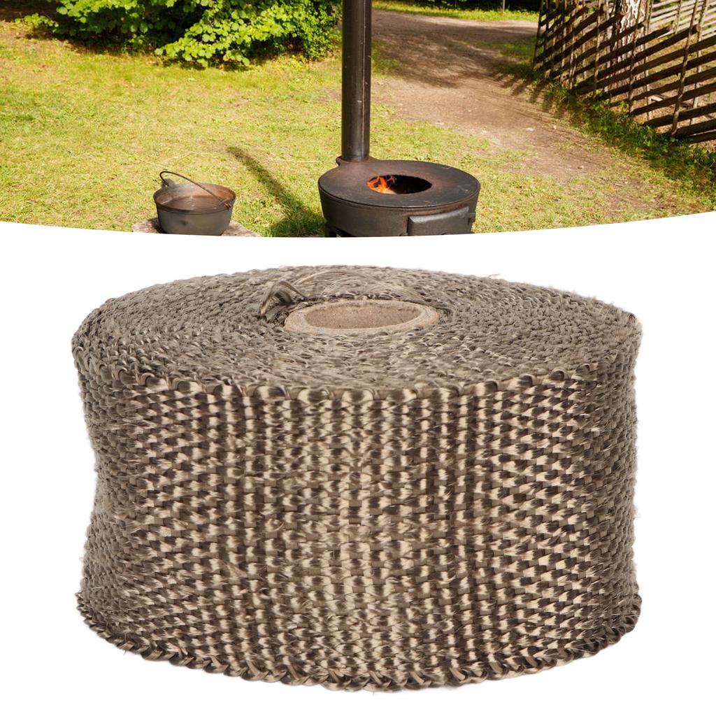 Fireproof Pipe Wrap Pipe Insulation Webbing Anti Scald Chimney Protective Wrap with 2 Clips for Furnace Tube Motorcycle Exhaust Pipes