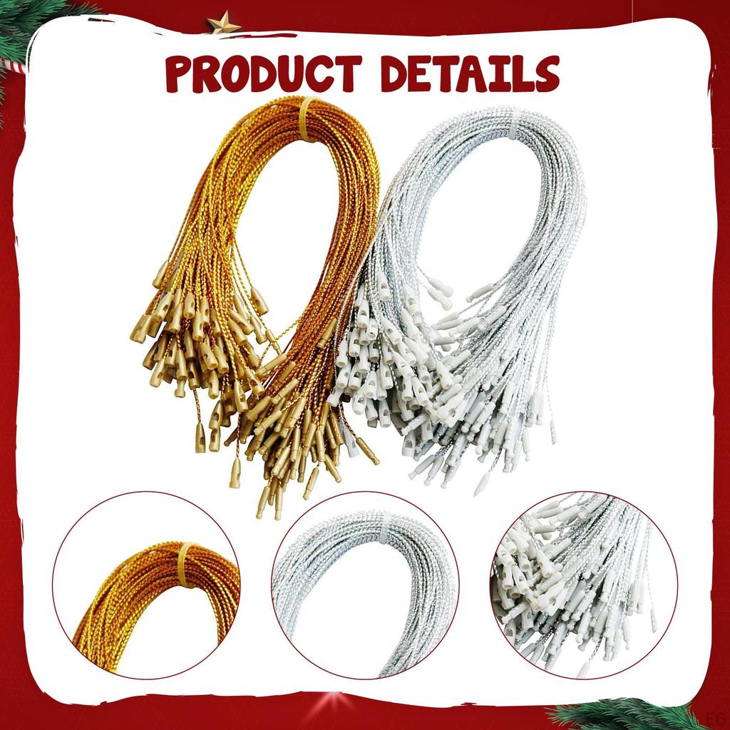 200 Christmas Bauble Hangers, Pre-cut for Hanging Tree Baubles