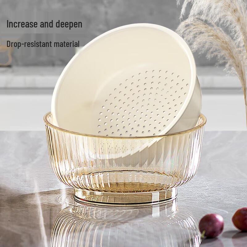 Jiabangshou Simple Stainless Steel Fruit and Vegetable Drain Basket