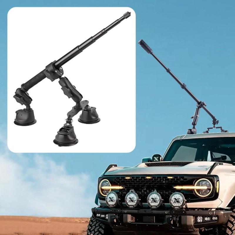 Nastavitelný držák na kameru do auta se 3 přísavkami a 1,2m ramenem pro natáčení videa z pohledu třetí osoby