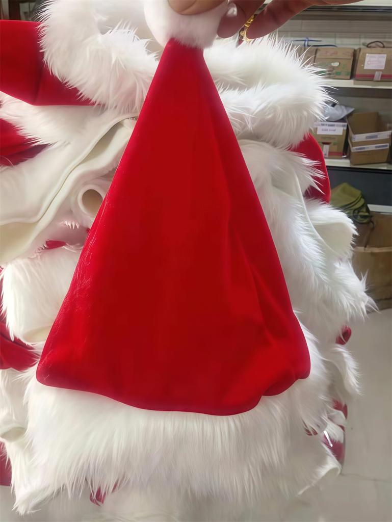 [NOKIJP] Luxury 7-Piece Thick Santa Claus Costume Set for Adults, Christmas Costume with Reindeer, Long Sleeves, Party Outfit