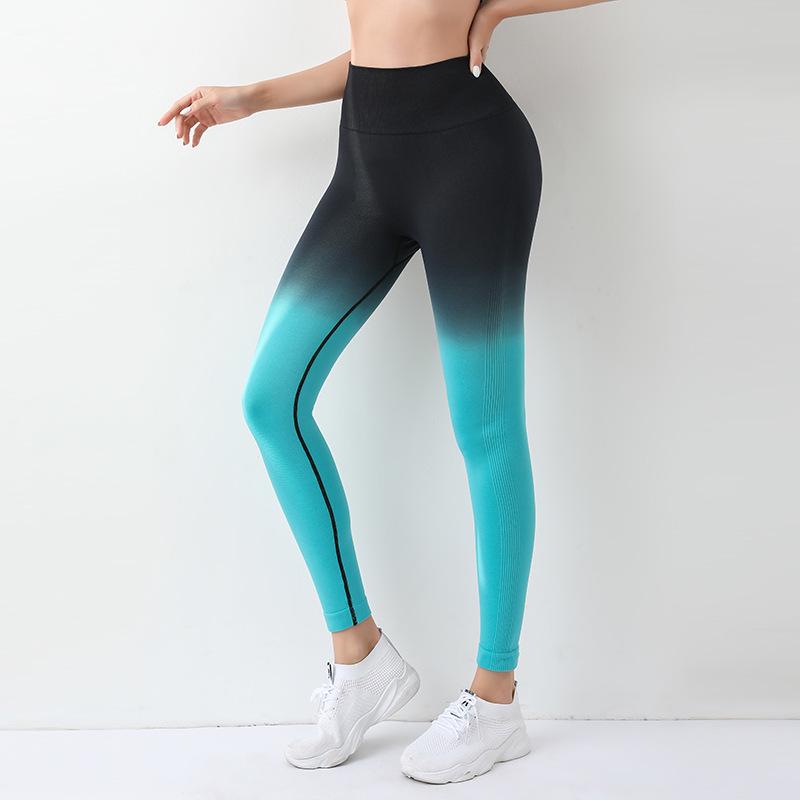 Summer Gradient High-Waist Yoga Leggings: Butt-Lifting, Tight-Fit Sports Training Pants