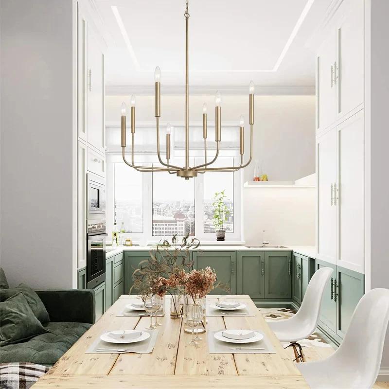 American style modern light luxury Chandelier brass candle Chandelier Restaurant Hotel room decoration ceiling hanging lamp