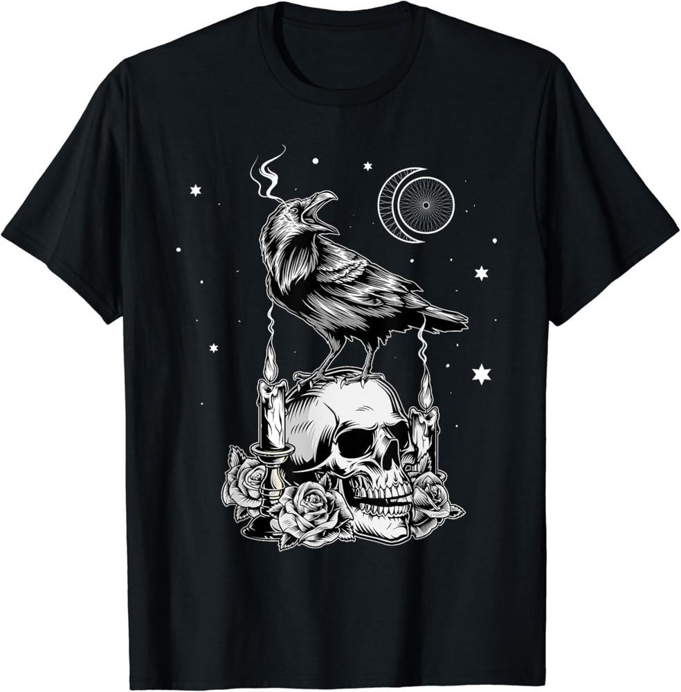 

Black Crow Raven Skull Viking Norse Occult Gothic Gift Unisex T-Shirt 3XL