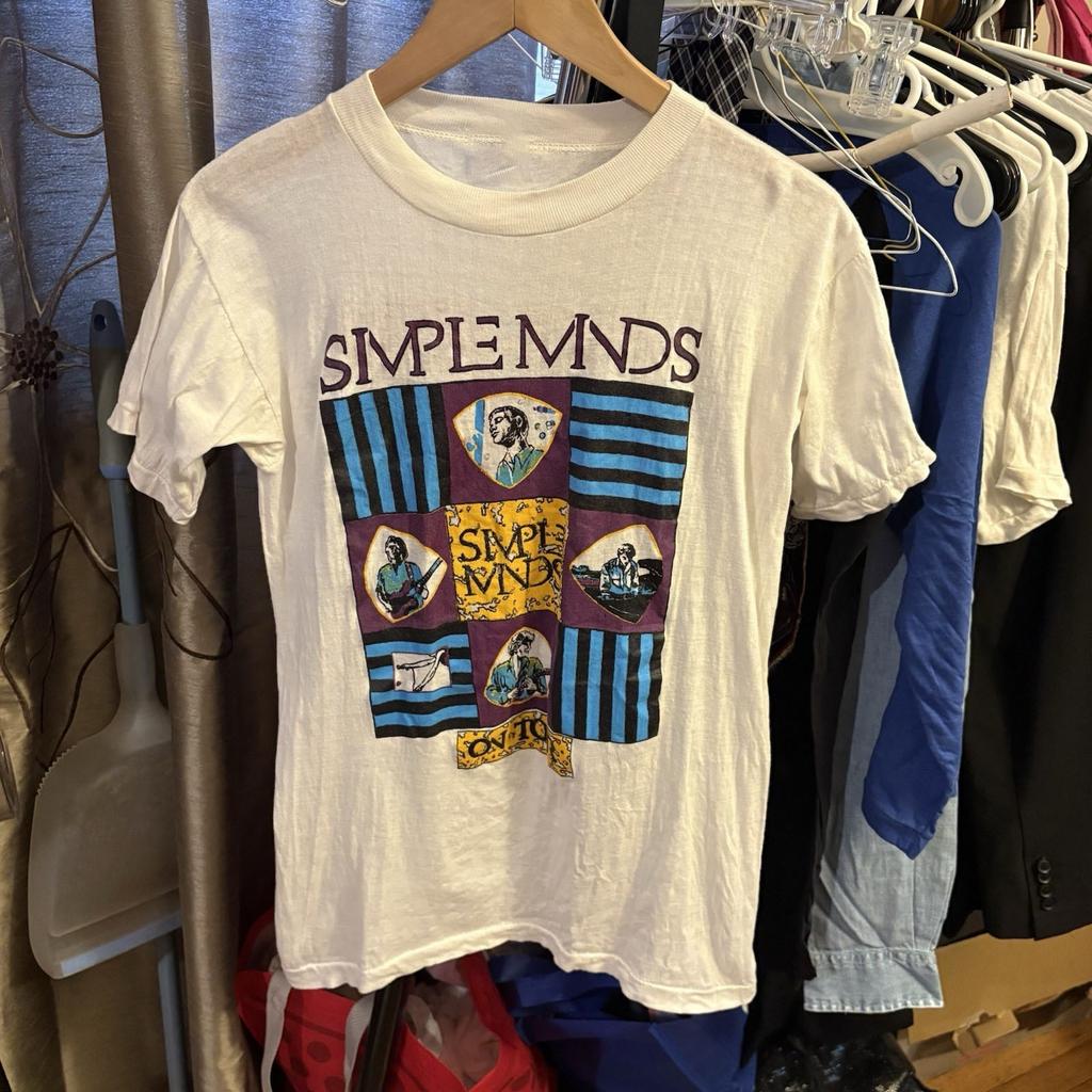 Vintage 90er SIMPLE MINDS Band T-Shirt Konzert Weißes T-Shirt UR081 KOSTENLOSER VERSAND