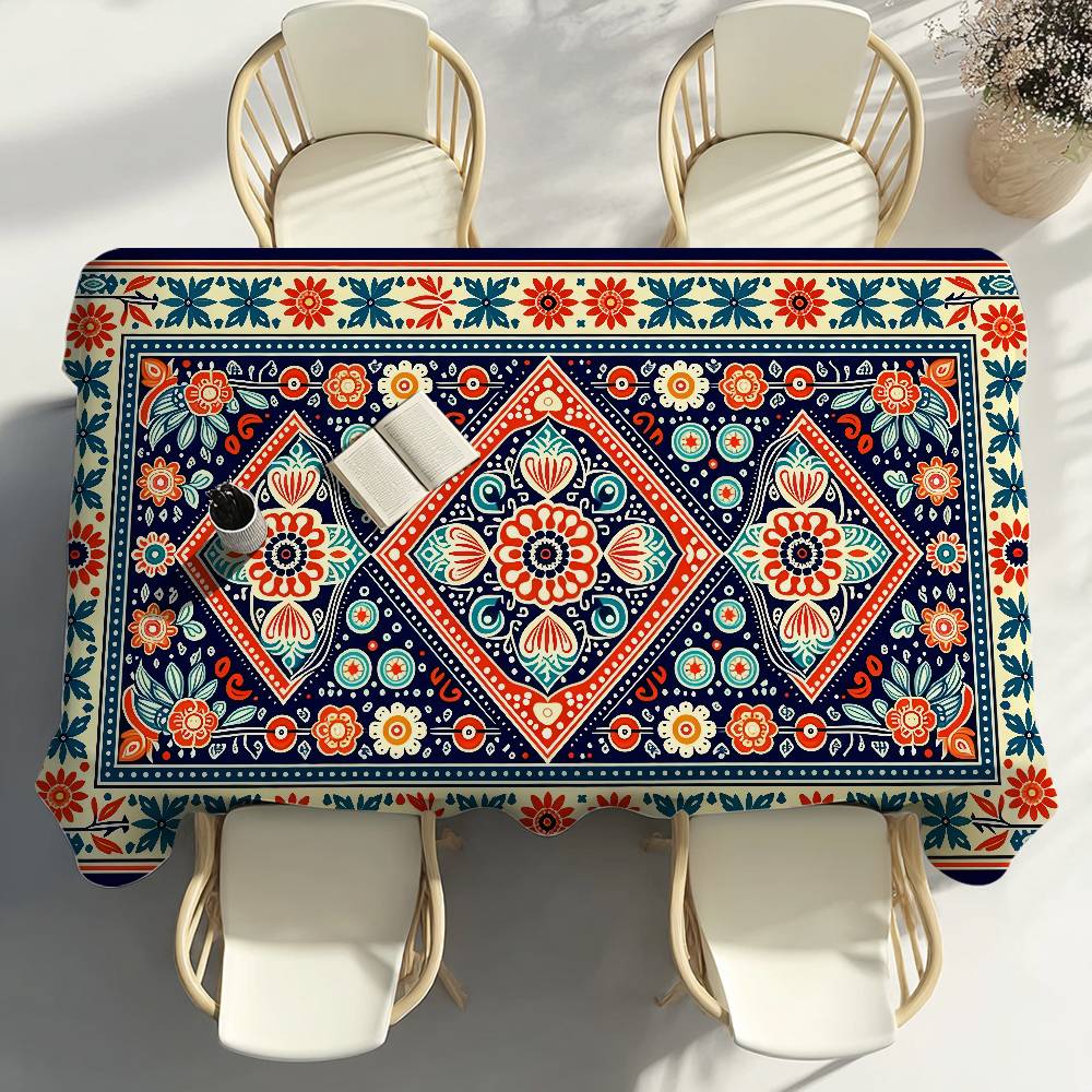 Klassischer Boho-Stil Tischdecke Partydekoration Esszimmer Zuhause Küche Terrassen Wasserdicht Fleckenabweisend Tischdecke