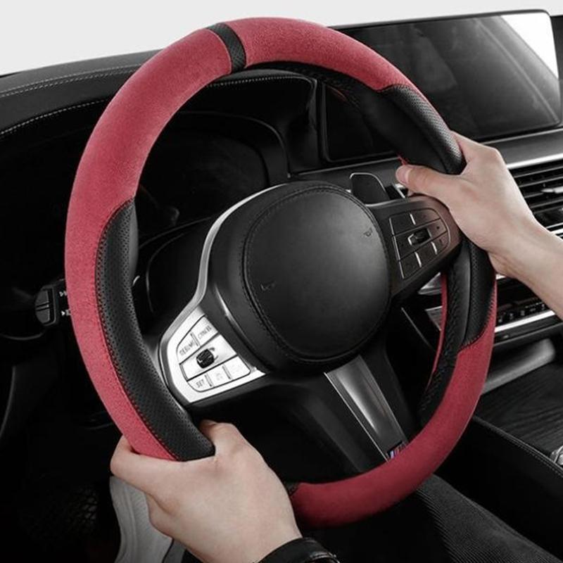 Semišový poťah na všetky ročné obdobia Poťah na volant auta Ultra tenký Protišmykový Tvar D Okrúhly Priedušný Ochranný poťah na volant auta