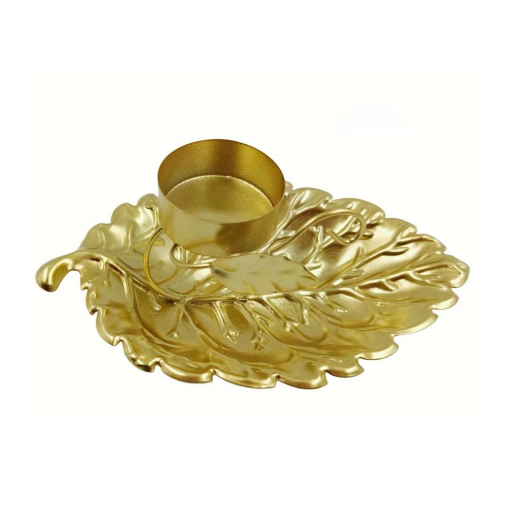 

Handmade Relief Metal Candlestick Gold Candy Fruit Storage Tray Candle Holder for Home Style A