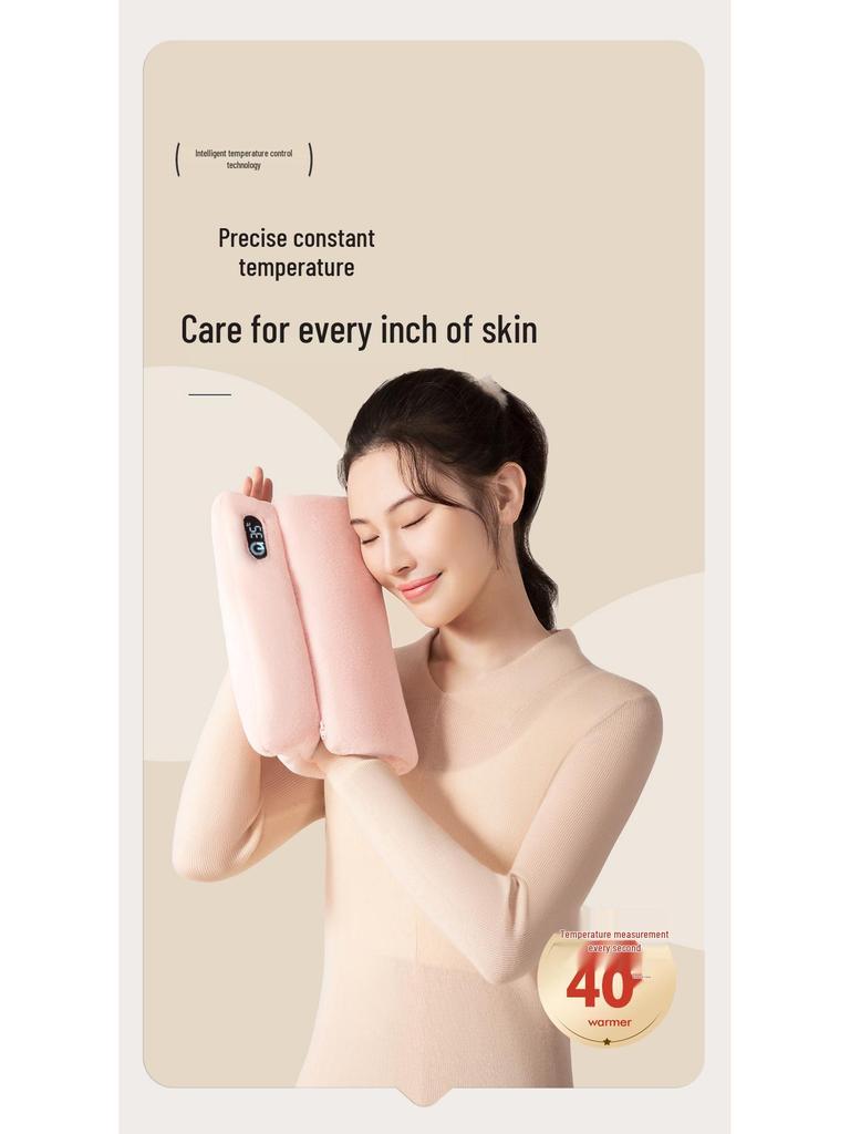 Iridescent Rechargeable Hand Warmer: Adjustable Temperature, Washable Pad, Smart Digital Display.