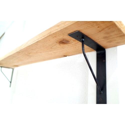Iron Shelf Brackets, Set of 2, Handcrafted In Japan with a Black Leather Finish, DIY (L)