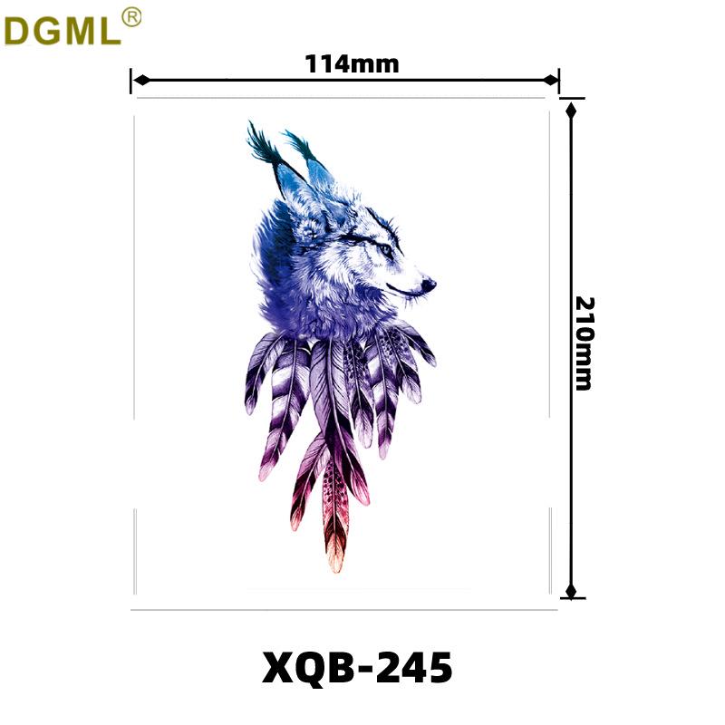 Luminous Tattoo Stickers: Full Arm with Flowers, Bears, and Koi Fish 21X11.4CM