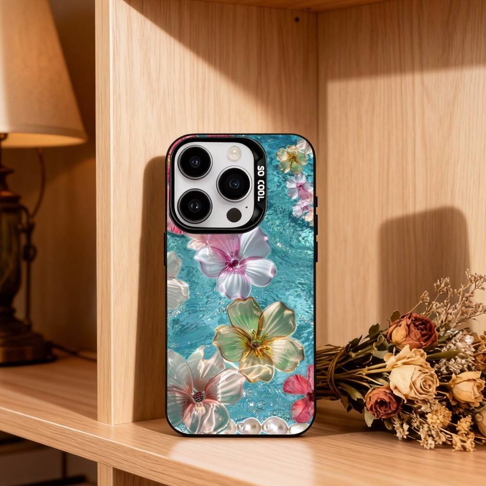 Hawaiian Hibiscus Flower Phone Case For iPhone17,16,15,14,13,12,11 Plus,Pro Max Black Candy silver phone case