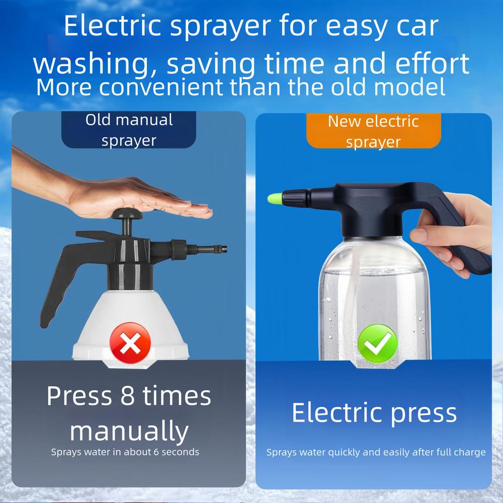 For Car Washing Foam Spray Bottle Electric Foamer Car Washing Garden Watering Black Versatile Electric Watering Can