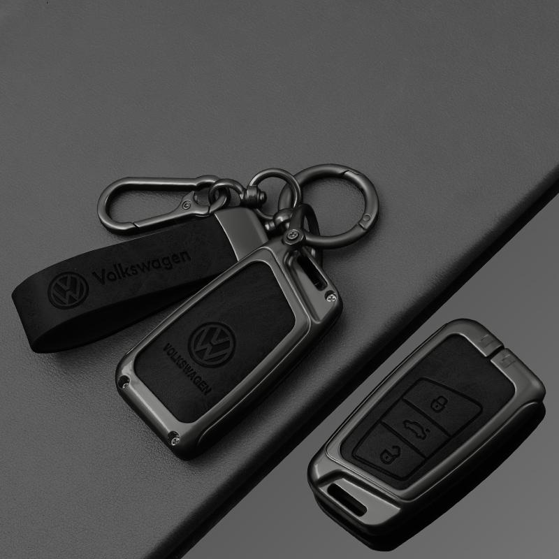 For VOLKSWAGEN VW VW Zinc Alloy Leather Car Key Case Cover For Volkswagen Tiguan MK2 Magotan Passat B8 CC Shell Fob key chain Ac