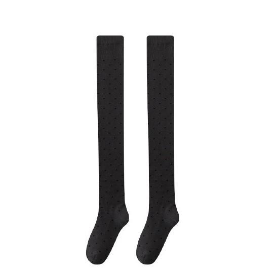 Осенние новые носки детские корейские женские гольфы в горошек универсальные утягивающие длинные носки с волнистым узором до бедра One size fits all серый