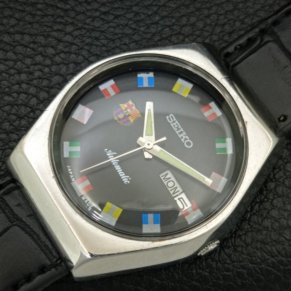 VINTAGE SEIKO AUTOMATIC 6309A JAPAN MENS BLACK COLOR DIAL WATCH a708373-1
