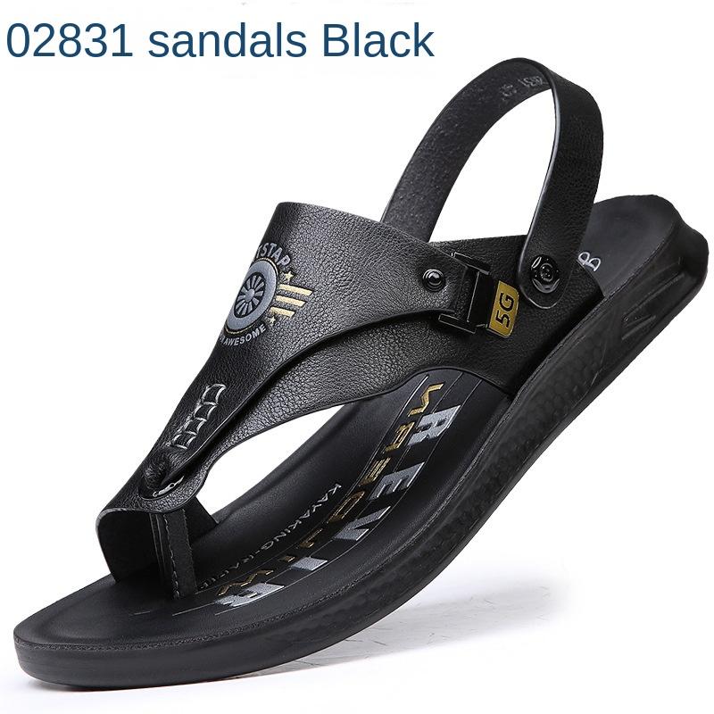 Men's Summer Fashion Genuine Leather Flip Flops Sandals Summer Outdoor Dual-use Sandals for Men High Quality Casual Beach Shoes
