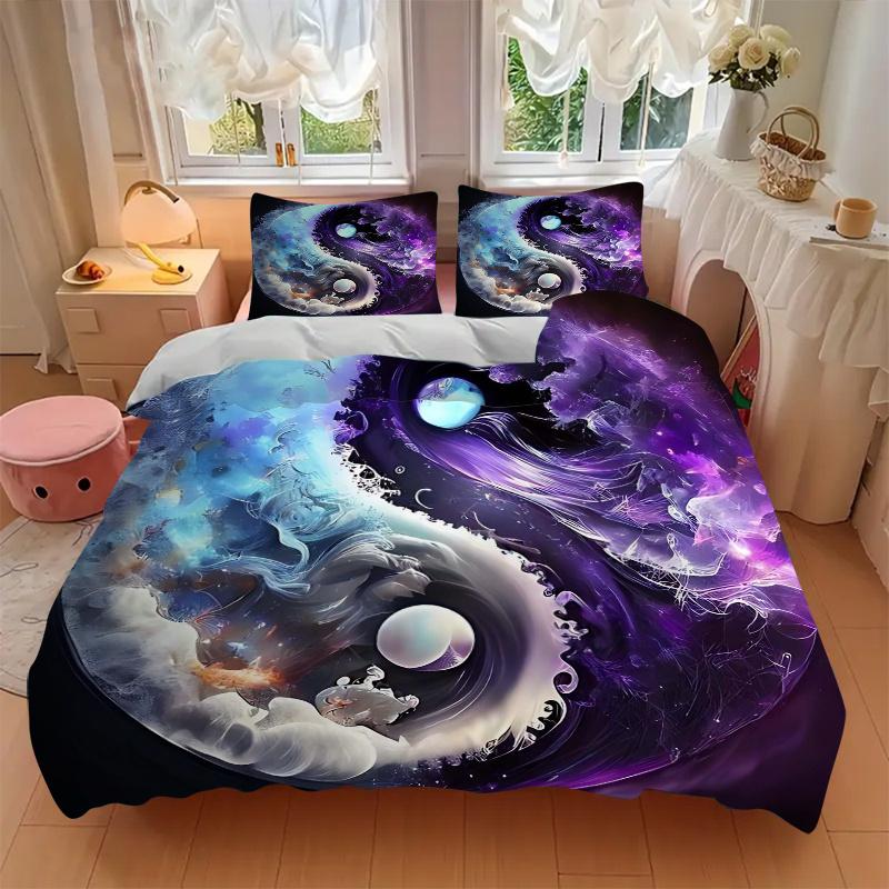 3pcs Yin Yang Harmony Bedding Set, Including 1 Quilt Cover and 2 Pillow Shams, Without Filling, Soft and Comfortable Home Bedroom Fabric, Fa