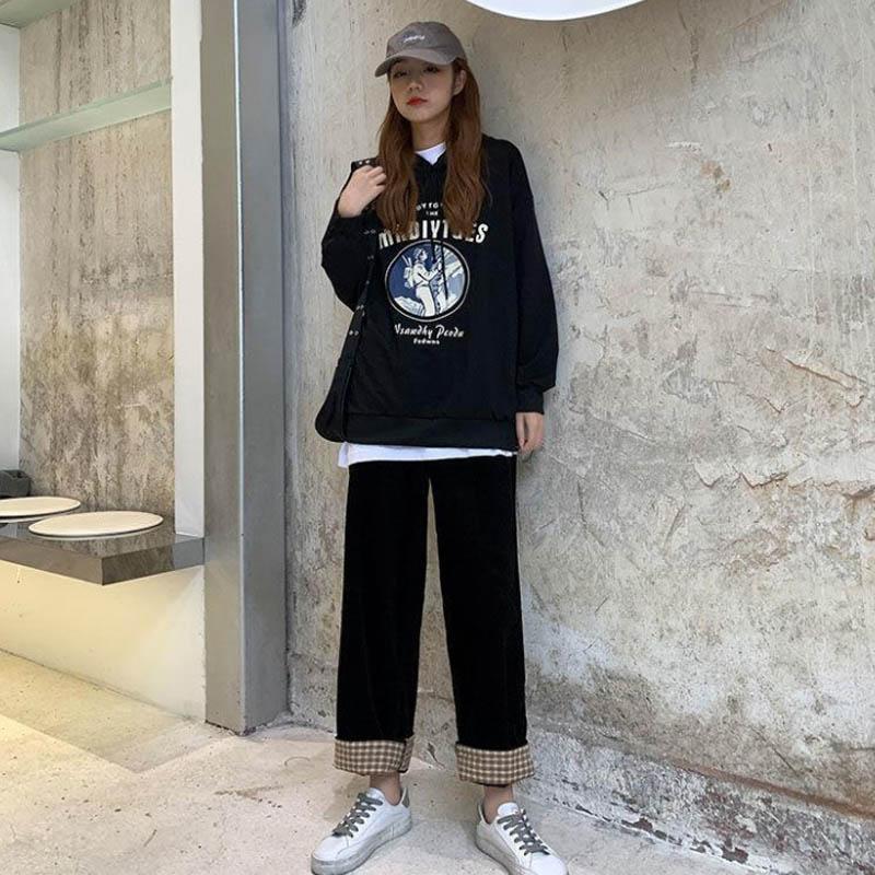 Pantaloni di velluto a coste Autunno e Inverno Da donna Nuovo stile coreano  Pantaloni a vita alta a vita larga e pantaloni casual spessi in velluto  acquista in modo economico — spedizione
