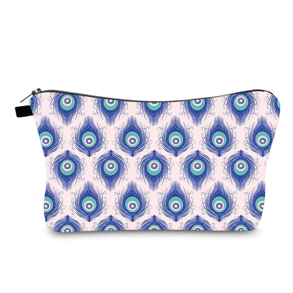Evil Eye Print Makeup Bag Vintage Style Travel Storage Pouch Portable Hand Clutch Toiletry Bag